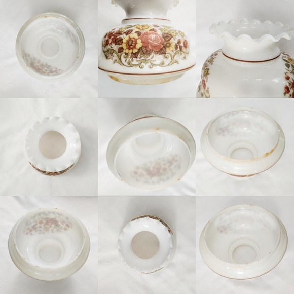 Floral Milk Glass Lamp Shade VTG Hurricane Gone with the Wind Parlor Replacement - Picture 16 of 16